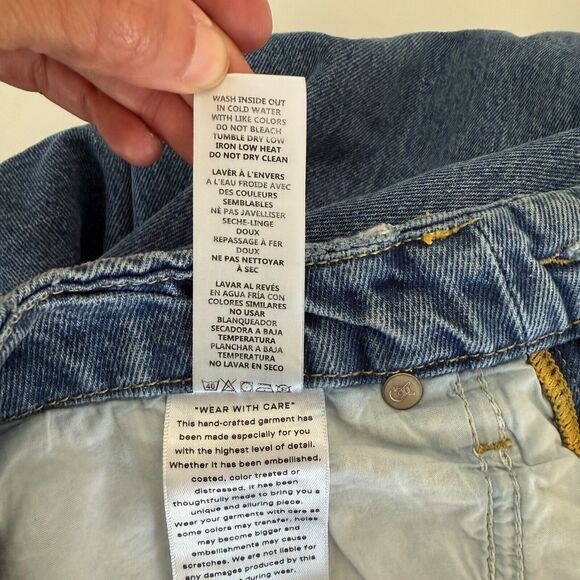 Good American Jeans Womens 6 Blue 941 Good Boy High Rise Straight Boot Slit 29" - Picture 16 of 16